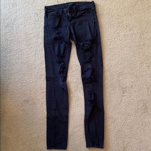Black frayed soft denim Flying Monkey jeans